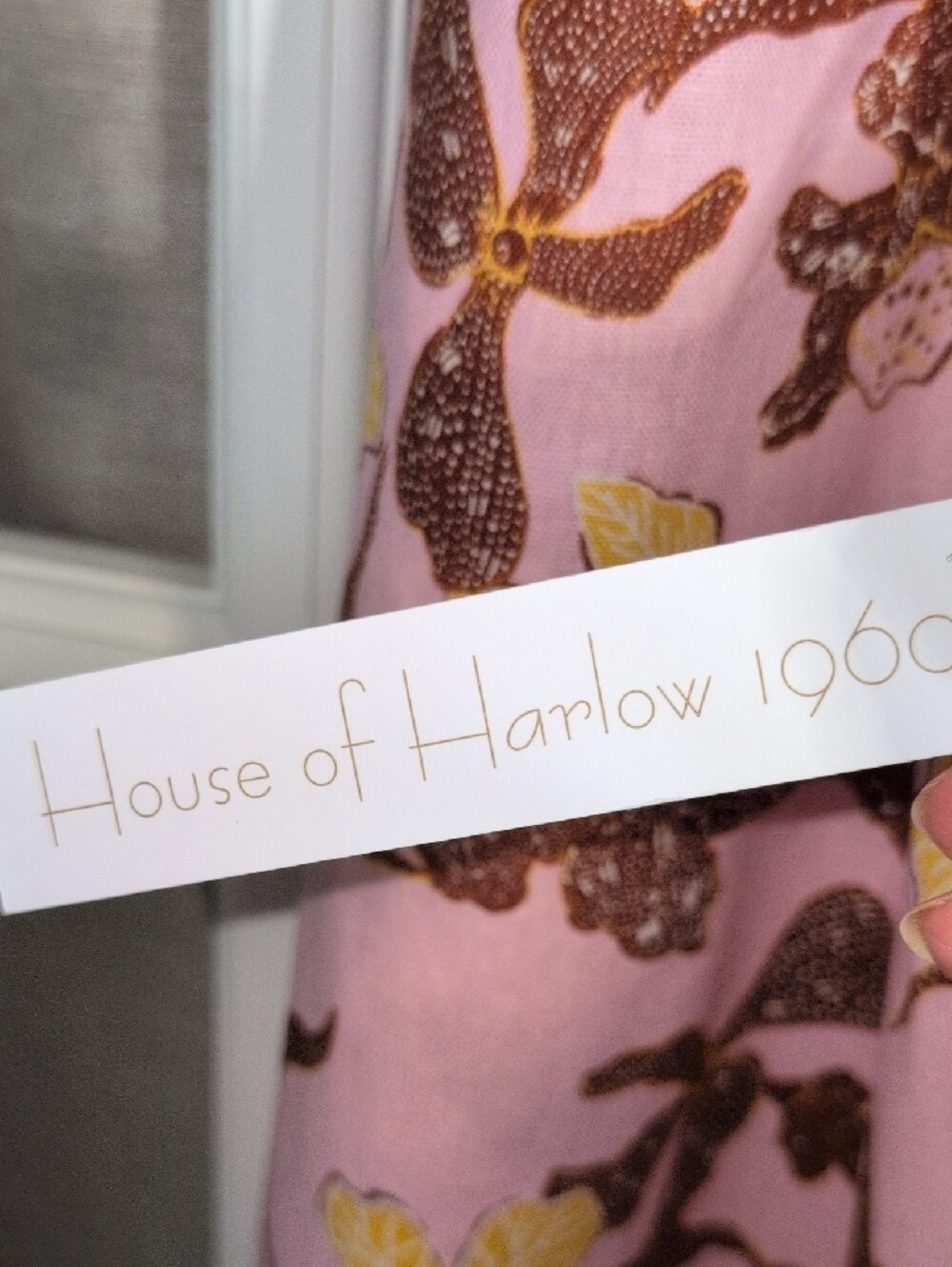House of Harlow 1960 Backless Pink Floral Linen  Midi Dress - Picture 8 of 9